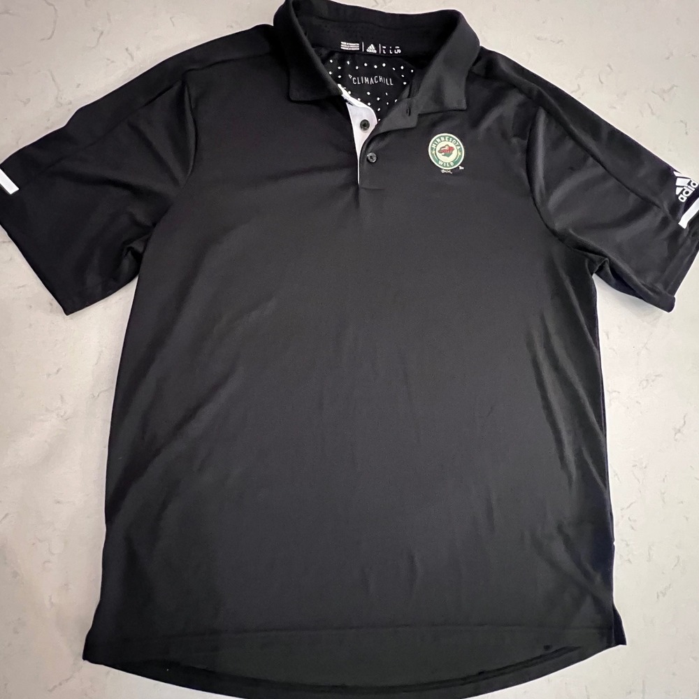Adidas Minnesota Wild Polo Men's L Black Climachill NHL Hockey Golf Shirt